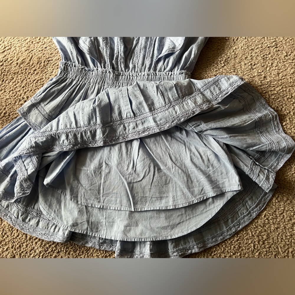 Love Shack Fancy Natasha Dress in Heather Blue Sz M NWT Ruffle Tiered - Picture 10 of 14